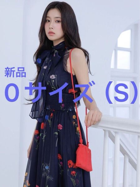 ★新品★SNIDEL スナイデル バックリボンシフォンワンピース NVY ネイビー size0 SWFO252071 25ss