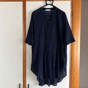 レディース ロング チュニック ネイビー ポケットあり 綿100% LLサイズ