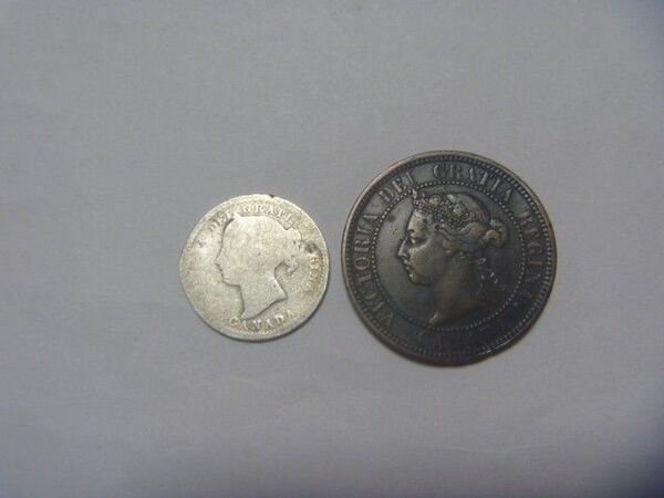 カナダ ヴィクトリア女王 10セント銀貨 1セント硬貨 古銭 外国貨幣 コイン 外国銭 セット まとめ売り