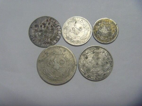 オスマン帝国 銀貨等 古銭 5種 オスマントルコ 硬貨 コイン 外国貨幣 外国銭 セット まとめ売り