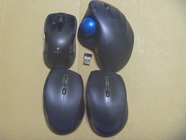 Logicool M570 トラックボール M705 8ボタンマウス M545 7ボタンマウス ロジクール 計4個セットジャンク品