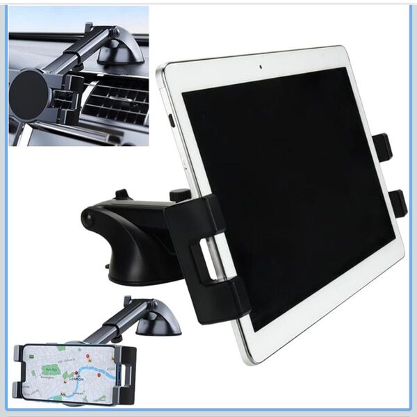 未使用 車載タブレットホルダー 吸盤式 360度回転 ダッシュボード取付 落下防止 スマホ対応 ブラック