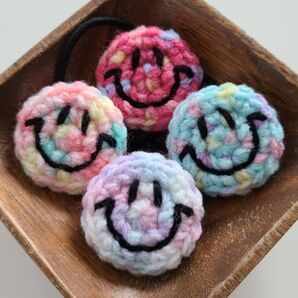 にこちゃん ヘアゴム 4個セット ハンドメイド ミックスカラー