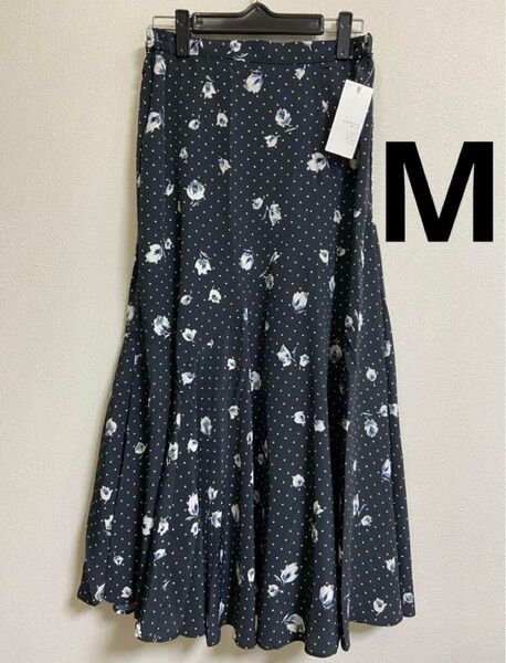 【新品】アメリカンホリック 切り替えフレア ロングスカート M 花柄 ドット