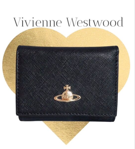 【大人気!新品】VivienneWestwood ヴィヴィアンウエストウッド レザー黒 三つ折り財布