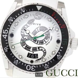 【超レア】新品 GUCCI グッチ ダイブ Dive Quartz White Dial 防水 腕時計 メンズ