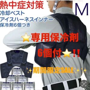 【最高に涼しさ長持ち!新品 】保冷剤6個付き 冷却ベスト クールベスト アイスハーネス 日本製 M
