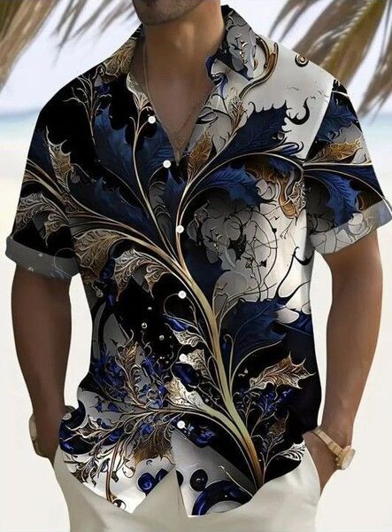 半袖シャツ 和柄アロハ XL