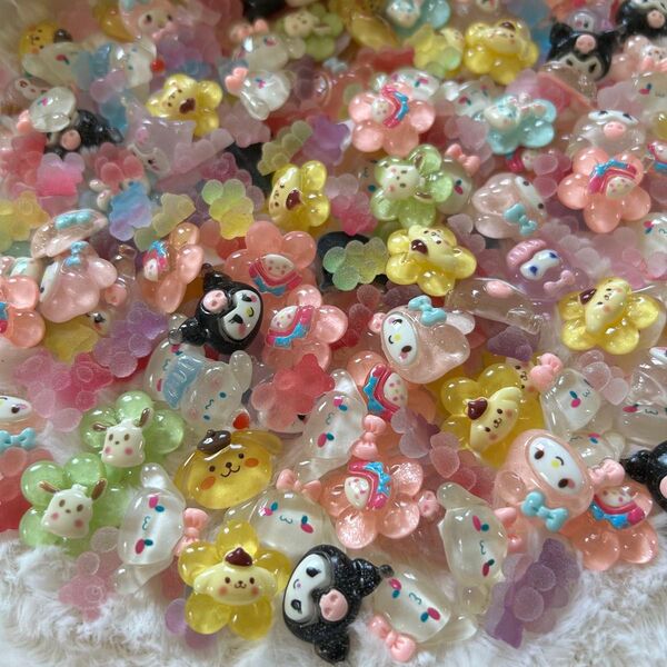 デコパーツ プラパーツ ハンドメイド 材料 手作り デコ パーツ お花 兎 素材 動物 花 ハート うさぎ ラメ 飾り フラワー