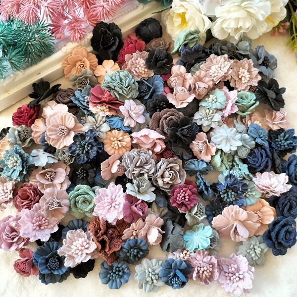造花 材料 素材 手作り 花モチーフ パーツ ヘアゴム ハンドメイド 花心 花モチーフ ドライフラワー シュシュ ドライフラワー