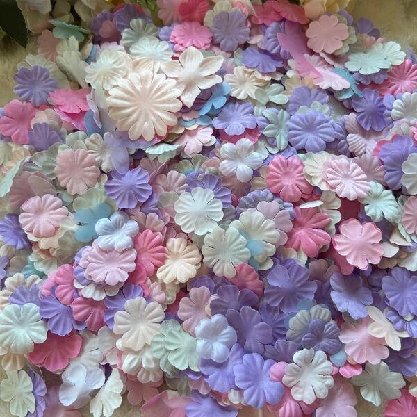 ワッペン 縫い付け 手作り モチーフ パーツ お花 ハンドメイド レース 紫秋桜 紫陽花 シャーベットピンク プリザーブドフラワー