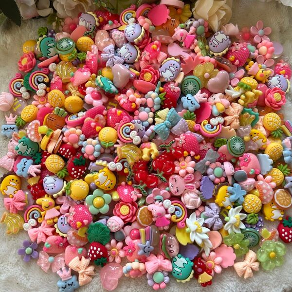 デコパーツ プラパーツ ハンドメイド 材料 手作り パーツ デコパーツおまとめ 素材 色の組み合わせ 花 デコレーションパーツ