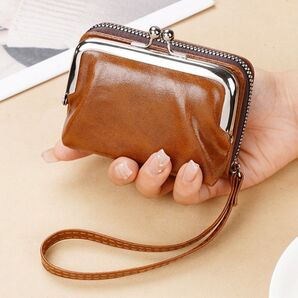 再入荷!がま口 財布 小銭入れ 茶色 カード 収納 カード入れ ミニ財布 ユニセックス 男女兼用