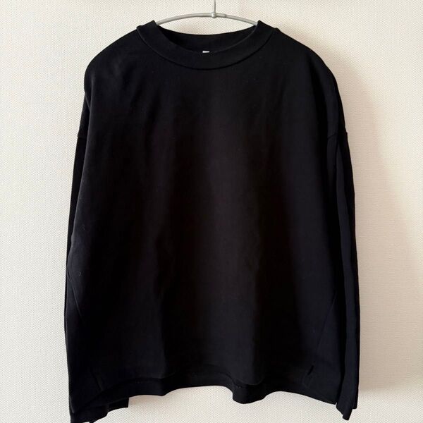 無印 MUJI ハイネック T シャツ カットソー 黒 ストレッチ ワイド 美品