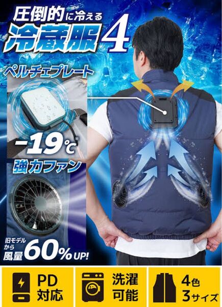 未開封 新品未使用品 THANKO 冷蔵服4 ベストタイプ ネイビー サイズフリー 空調服 クールウェア 熱中症対策