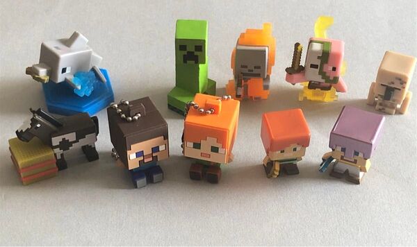マインクラフト フィギュア ミニ +イルカ 10点セット