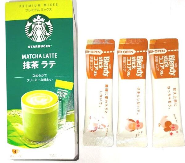 スターバックス 抹茶ラテ 4本 ブレンディ スティック ココアオレ 3本セット