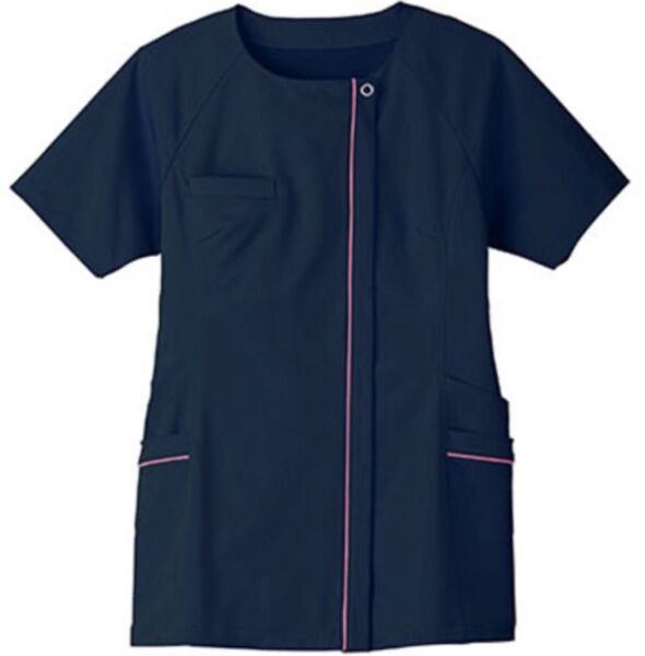 新品 3L ストレッチ ジップアップ スクラブ ユニフォーム制服 ナース服 ワンピース 白衣 医療事務 事務服 クリニック