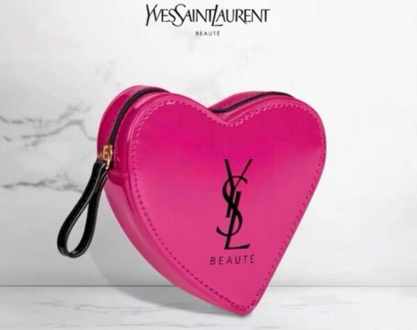 新品 イヴサンローラン ノベルティ ポーチハート型 ミラー付 YSL