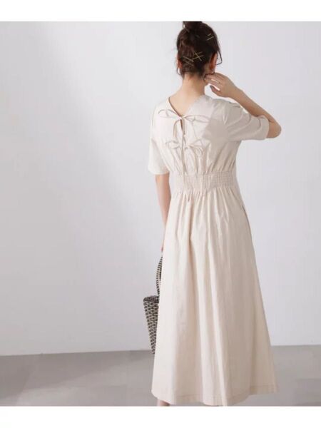 N. Natural Beauty Basic バックリボンコットンワンピース