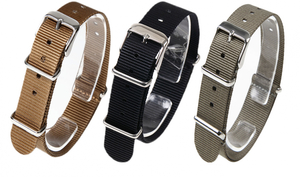 時計ベルト NATO シルバーバックル ショートサイズ 18mm 3本セット 取付けマニュアル 腕時計バンドセット売り