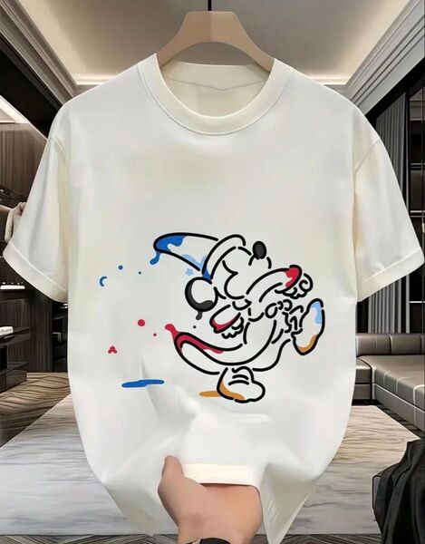 【新品】Tシャツ ディズニー ファンタジア ミッキー ホワイト 半袖Tシャツ 男女兼用 白