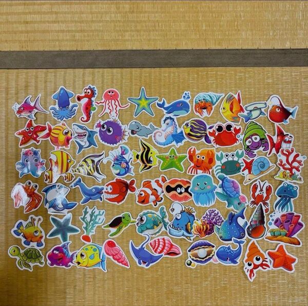 海洋動物 ステッカー 60枚セット シール 防水デカール かわいい 可愛い