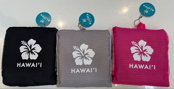 【お値引き】Hawaii ハワイ ABCストア 可愛いハイビスカス柄のエコバッグ ブラック・グレー ・ピンク各2点 ※残 各1