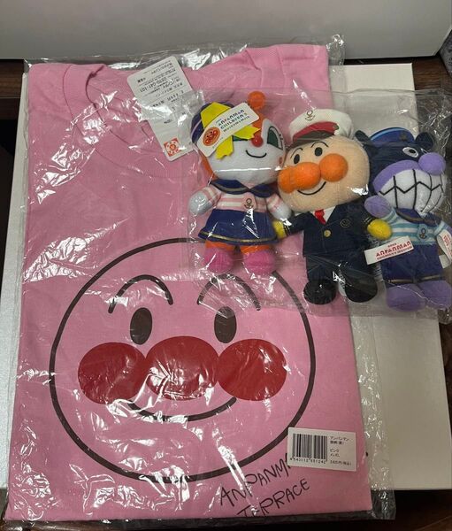 神戸アンパンマンミュージアム購入 メンズ コットン 半袖Tシャツ 限定マリンマスコット ドキンちゃん バイキンマン アンパンマン