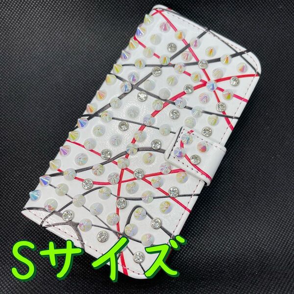 iPhoneケース スマホケース スタッズ ラインストーン スライド式手帳型ケース かわいい キラキラ