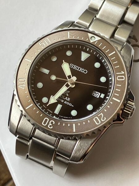 SEIKO PROSPEX ダイバー ソーラー腕時計 200m防水 SNE571P1セイコープロスペックス ブラウン