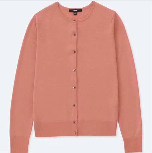 ユニクロ UNIQLO エクストラファインメリノクルーネックカーディガン(長袖) トップス L クルーネック カーディガン