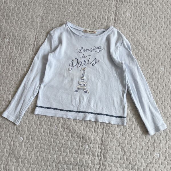 pom ponette カットソー 長袖 135 130 トップス 水色 長袖 ロンT Tシャツ