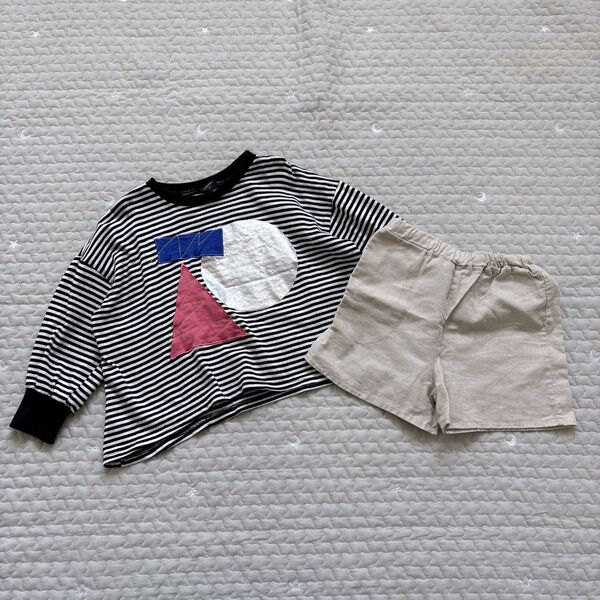 manina トップス カットソー ショートパンツ セット 110 保育園 Tシャツ 上下セット