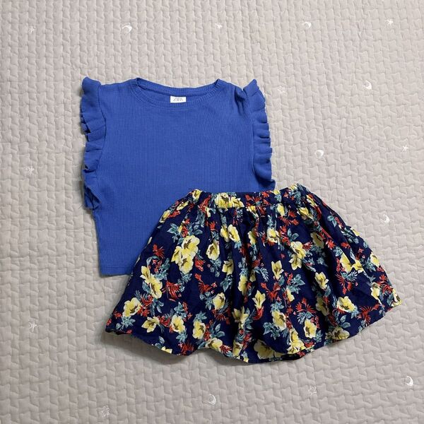 ZARA ザラ グローバルワーク 110 セット スカート ニット トップス Tシャツ 女の子 スカート キッズ 子供服 セット