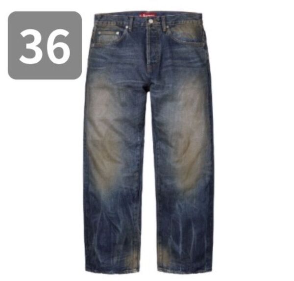 36 Supreme Distressed Loose Fit Selvedge Jean Washed Indigo 25SS
