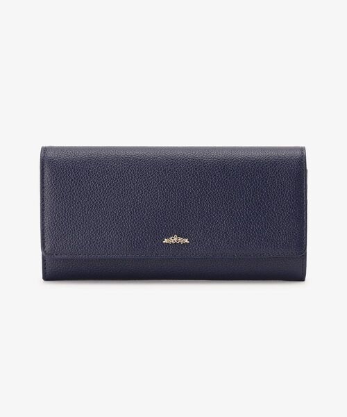新作 新品未使用 アフタヌーンティー かぶせ長財布 フラワーチャーム 本革製
