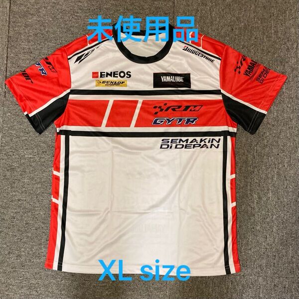 YAMAHA 往年のホワイト/レッド ストロボライン Tシャツ XLサイズ