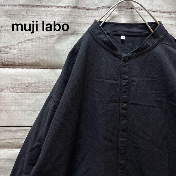 muji labo ハーフスナップボタンシャツ M-L 紺色 無印良品