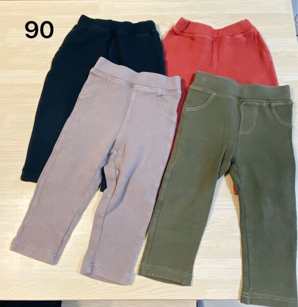 キッズパンツ【90】4本セット//長ズボン ボトムス ロングパンツ レギンス ボトムス《子供服》