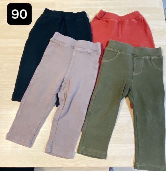 キッズパンツ【90】4本セット//長ズボン ボトムス ロングパンツ レギンス ボトムス《子供服》