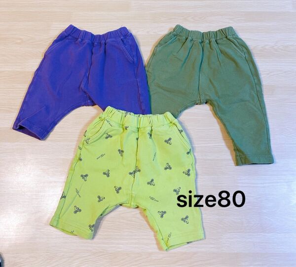 GU/サマナルパンツ【80】2枚まとめて//キッズパンツ ハーフパンツ ロングパンツ ベビー服 子供服/ジーユー ユニクロ パンツ