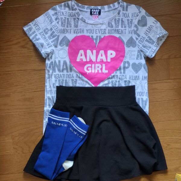 ANAP GIRL 半袖 Tシャツ S スカート 上下セット 長靴下