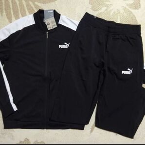 新品未使用 L PUMA プーマ 裏トリコット起毛 快適素材 ジャージ上下 黒/白 ブラック/ホワイト メンズ
