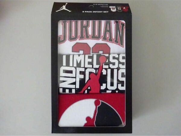 新品未使用 0-6M 60~70 JORDAN(ジョーダンブランド/NIKEナイキ) ベビーボックス ボディースーツ3枚 出産祝い