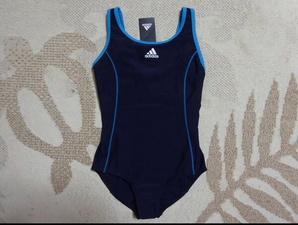 新品未使用 adidas アディダス 150 快適!!泳ぎやすいYバックシルエット!!スクール水着 ネイビー紺 ガールズ ジュニア