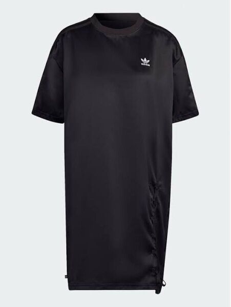 新品未使用 L アディダスオリジナルス レースアップ Tシャツワンピース ブラック黒 adidas originalsトレフォイル