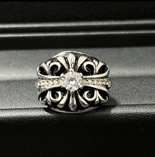 ジルコニア CZ フローラルクロスリング フローラルリング silver925