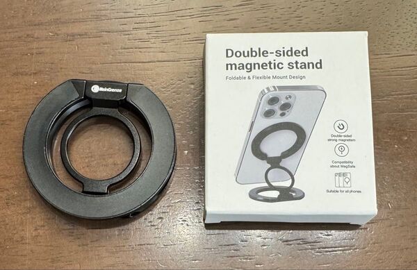 NeinGrenzeスマホスタンド スマホリング マグネット 折りたたみ mag-safe対応 スマホホルダー (ブラック)