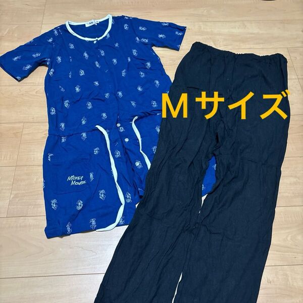 マタニティ 半袖パジャマ ミッキー 授乳口付き Mサイズ